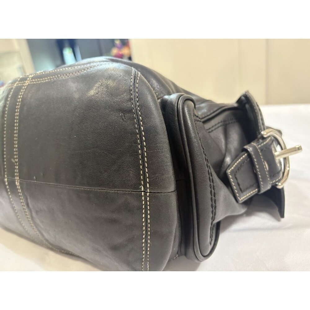 Coach SoHo Large Shoulder Tote 10037 Black Leather with Accent Stitching - Picture 11 of 16